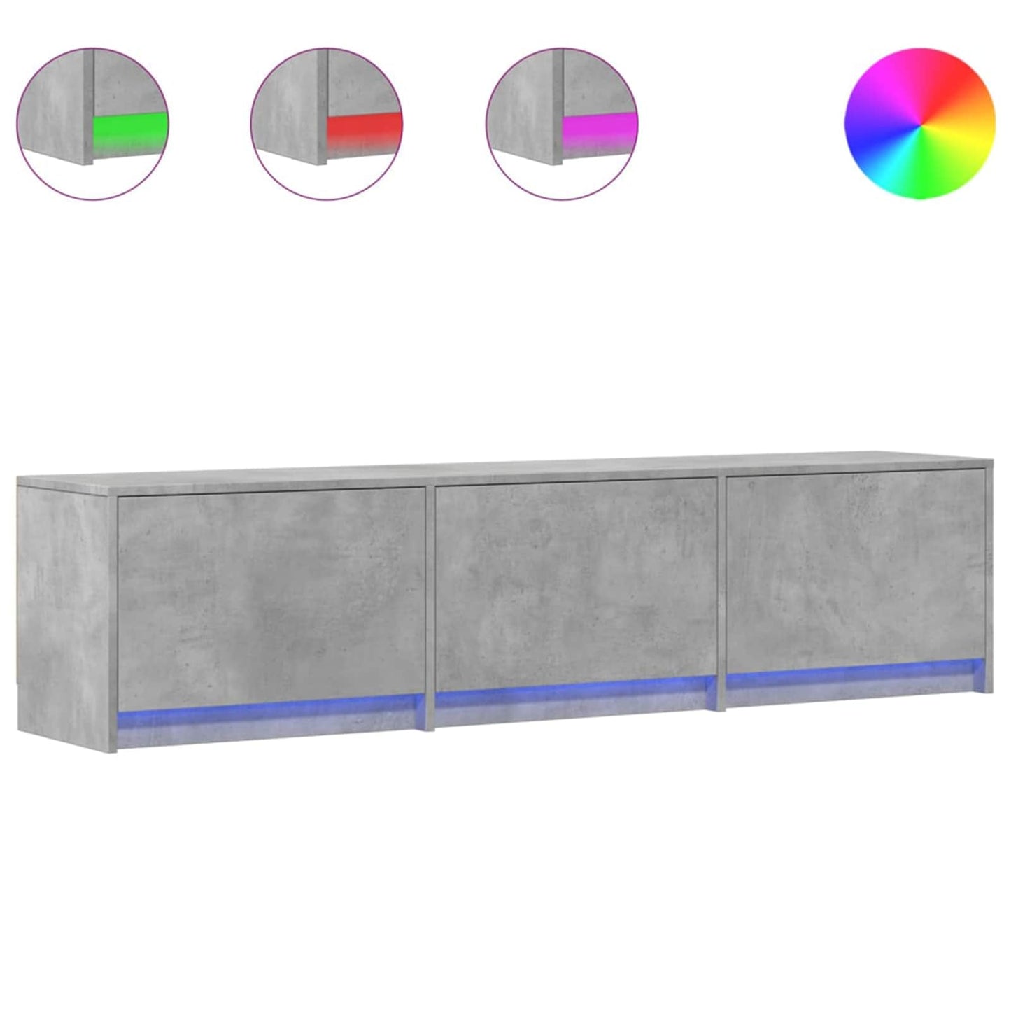 TV-kast met LED Betonkleurig 165 x 34 x 40 cm Bewerkt hout is nu te koop bij PeponiXL, paradijselijk wonen!