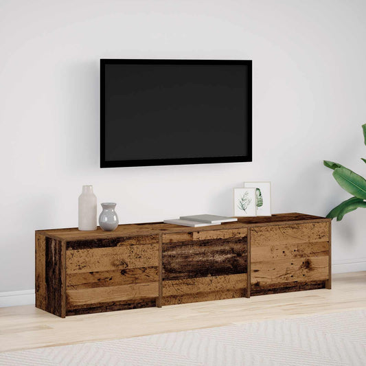 TV-kast met LED met lade Oudhout 165 x 34 x 40 cm Bewerkt hout is nu te koop bij PeponiXL, paradijselijk wonen!
