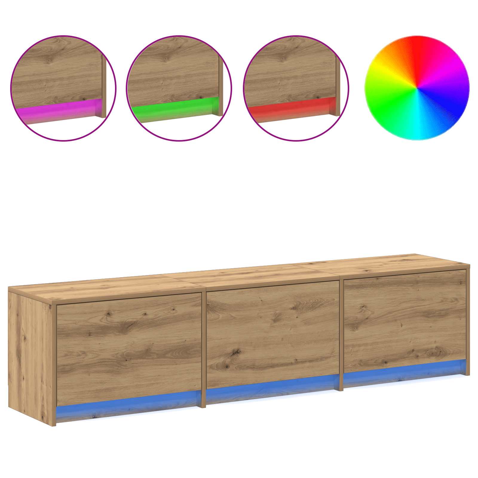 TV-kast met LED Artisan Eiken 165 x 34 x 40 cm Bewerkt hout is nu te koop bij PeponiXL, paradijselijk wonen!