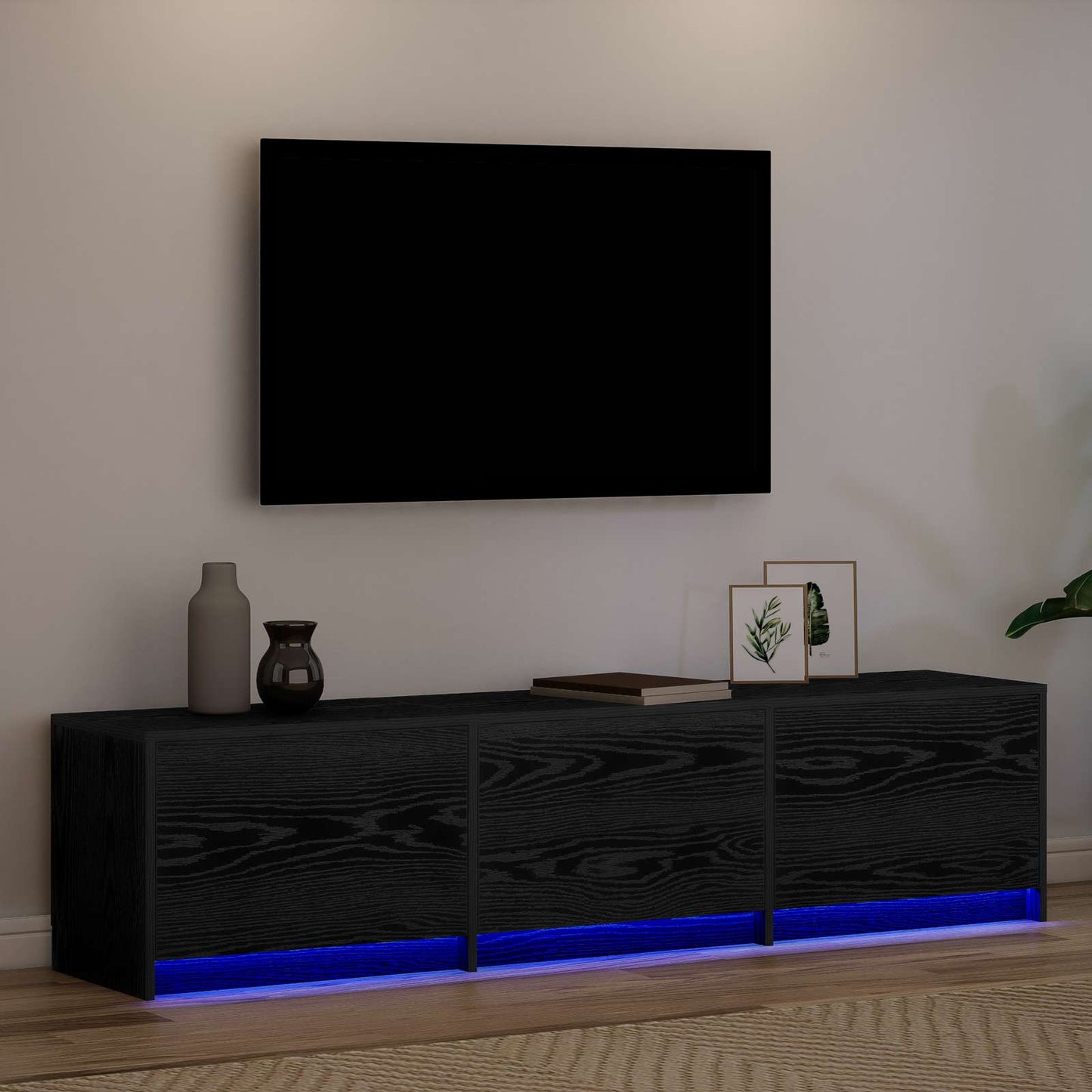 TV-kast met LED Zwart Eiken 165 x 34 x 40 cm Bewerkt hout is nu te koop bij PeponiXL, paradijselijk wonen!