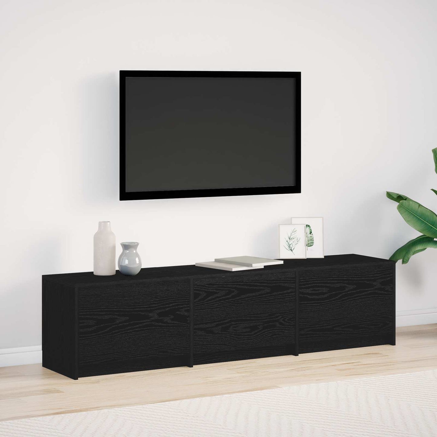 TV-kast met LED Zwart Eiken 165 x 34 x 40 cm Bewerkt hout is nu te koop bij PeponiXL, paradijselijk wonen!