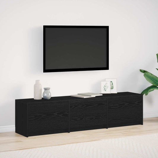 TV-kast met LED Zwart Eiken 165 x 34 x 40 cm Bewerkt hout is nu te koop bij PeponiXL, paradijselijk wonen!