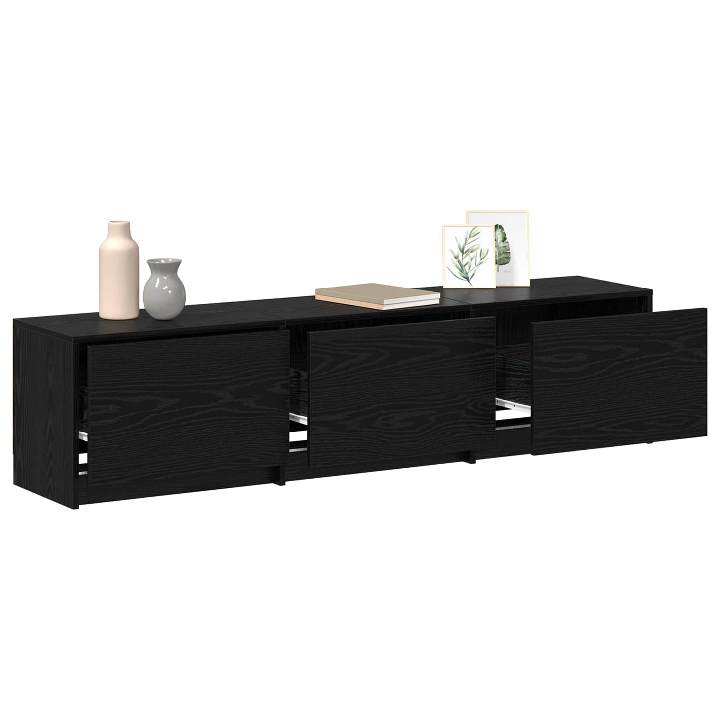 TV-kast met LED Zwart Eiken 165 x 34 x 40 cm Bewerkt hout is nu te koop bij PeponiXL, paradijselijk wonen!