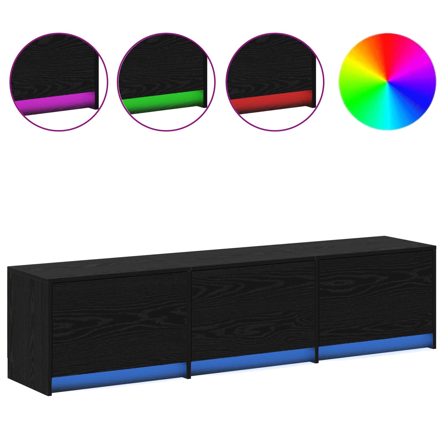 TV-kast met LED Zwart Eiken 165 x 34 x 40 cm Bewerkt hout is nu te koop bij PeponiXL, paradijselijk wonen!