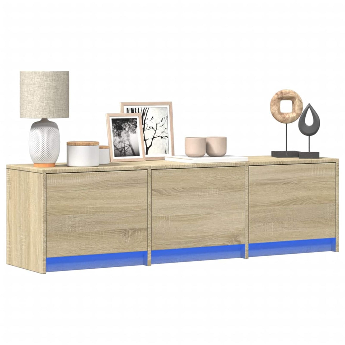 TV-kast met LED met lade Sonoma 140 x 34 x 40 cm Bewerkt hout is nu te koop bij PeponiXL, paradijselijk wonen!