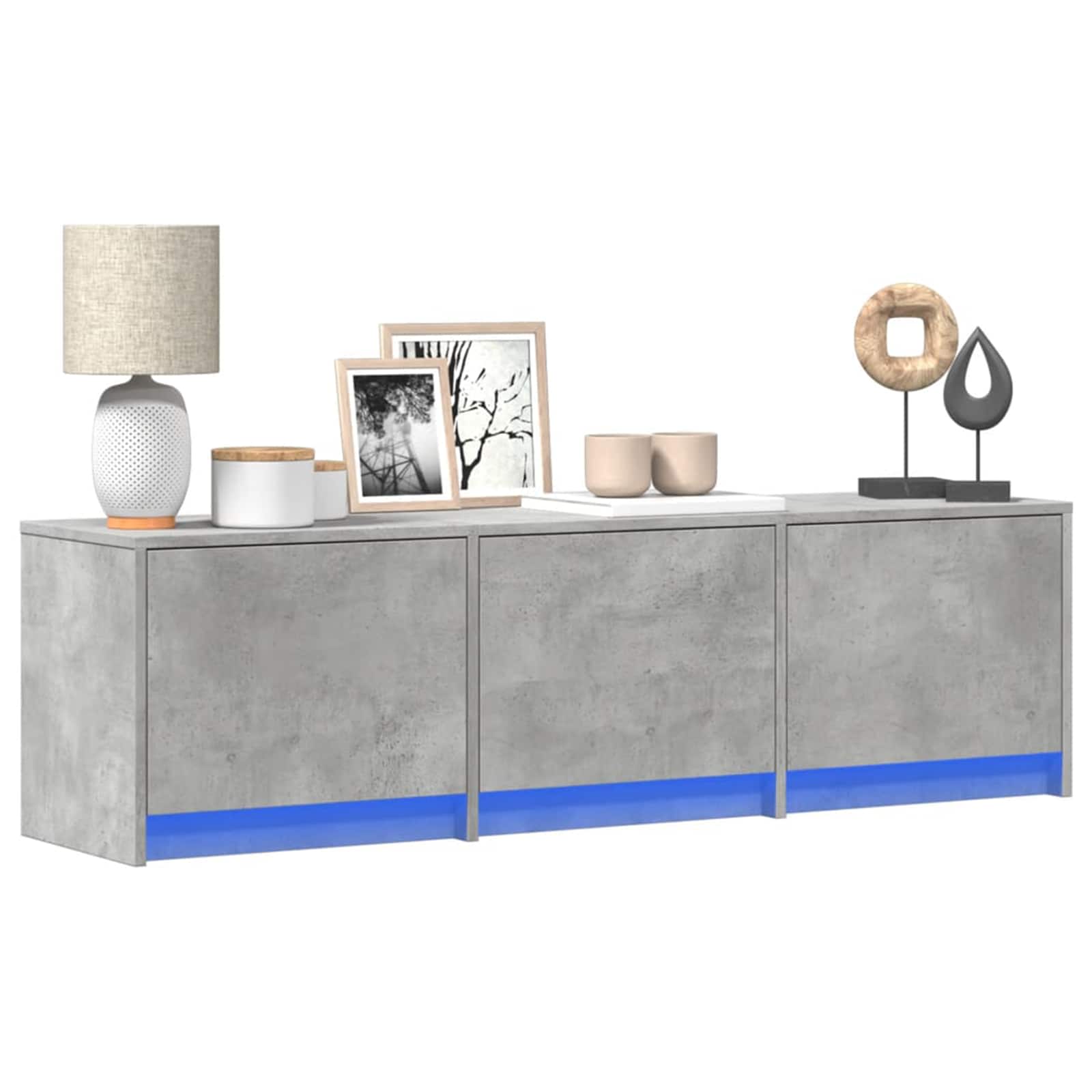 TV-kast met LED Betonkleurig 140 x 34 x 40 cm Bewerkt hout is nu te koop bij PeponiXL, paradijselijk wonen!