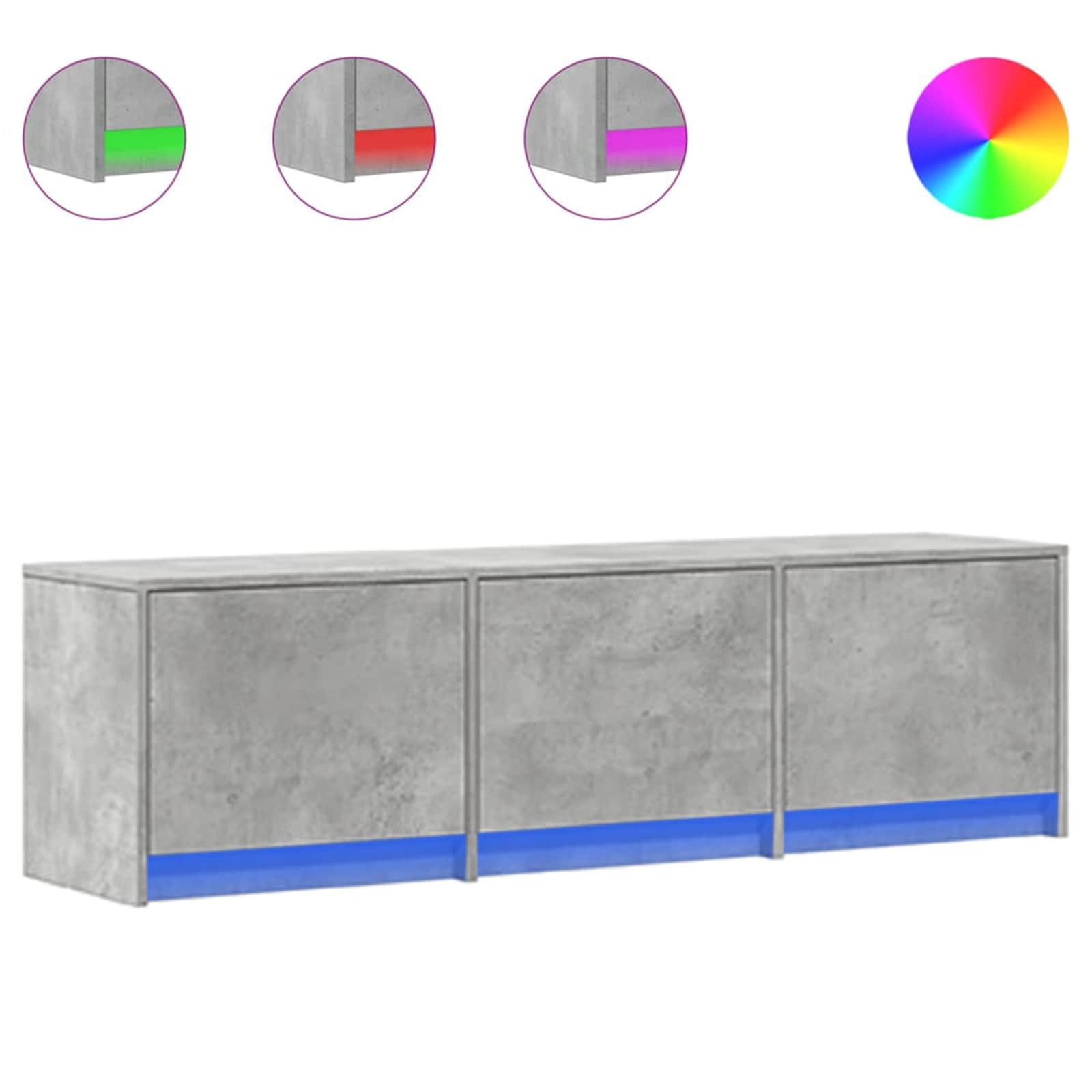 TV-kast met LED Betonkleurig 140 x 34 x 40 cm Bewerkt hout is nu te koop bij PeponiXL, paradijselijk wonen!