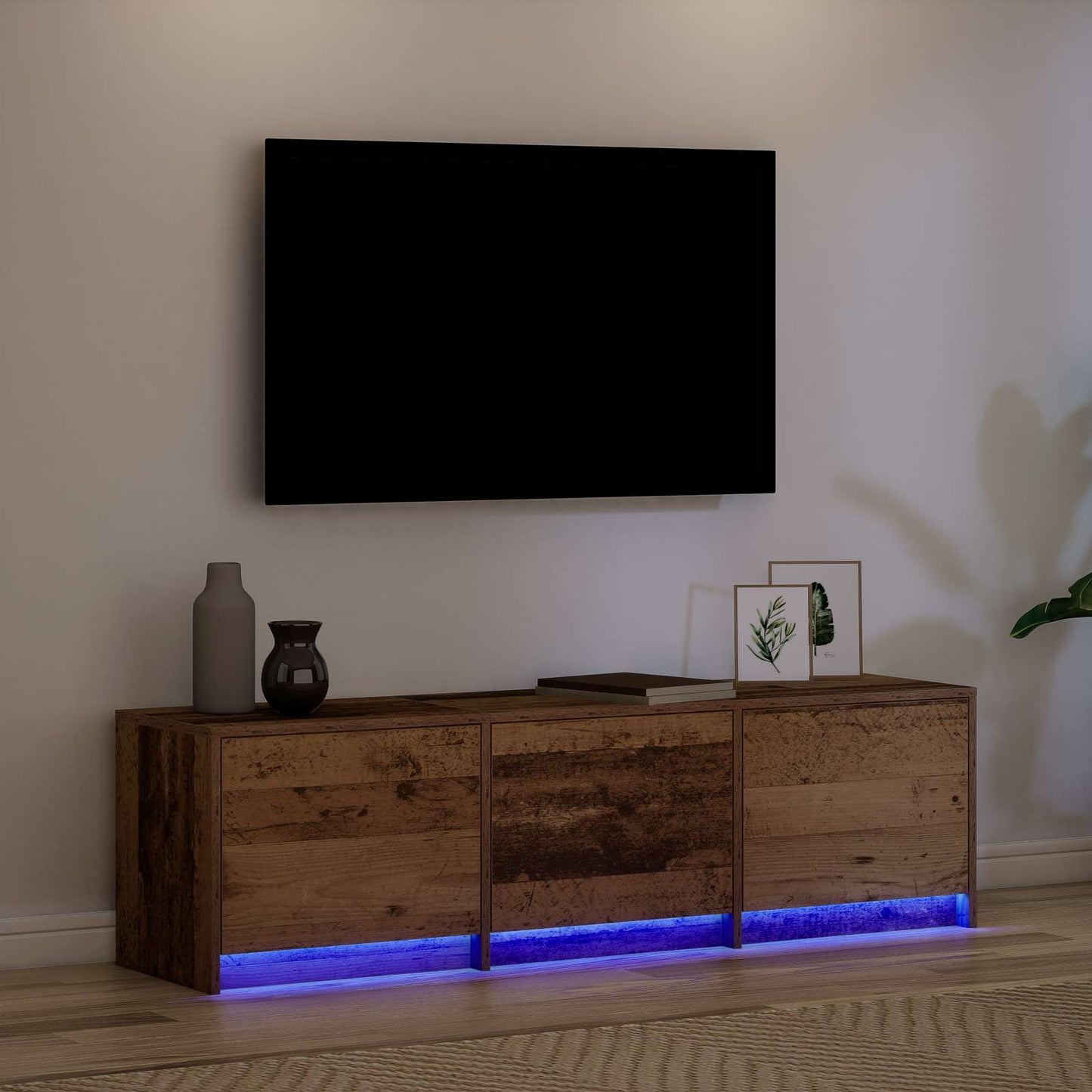 TV-kast met LED met lade Oudhout 140 x 34 x 40 cm Bewerkt hout is nu te koop bij PeponiXL, paradijselijk wonen!