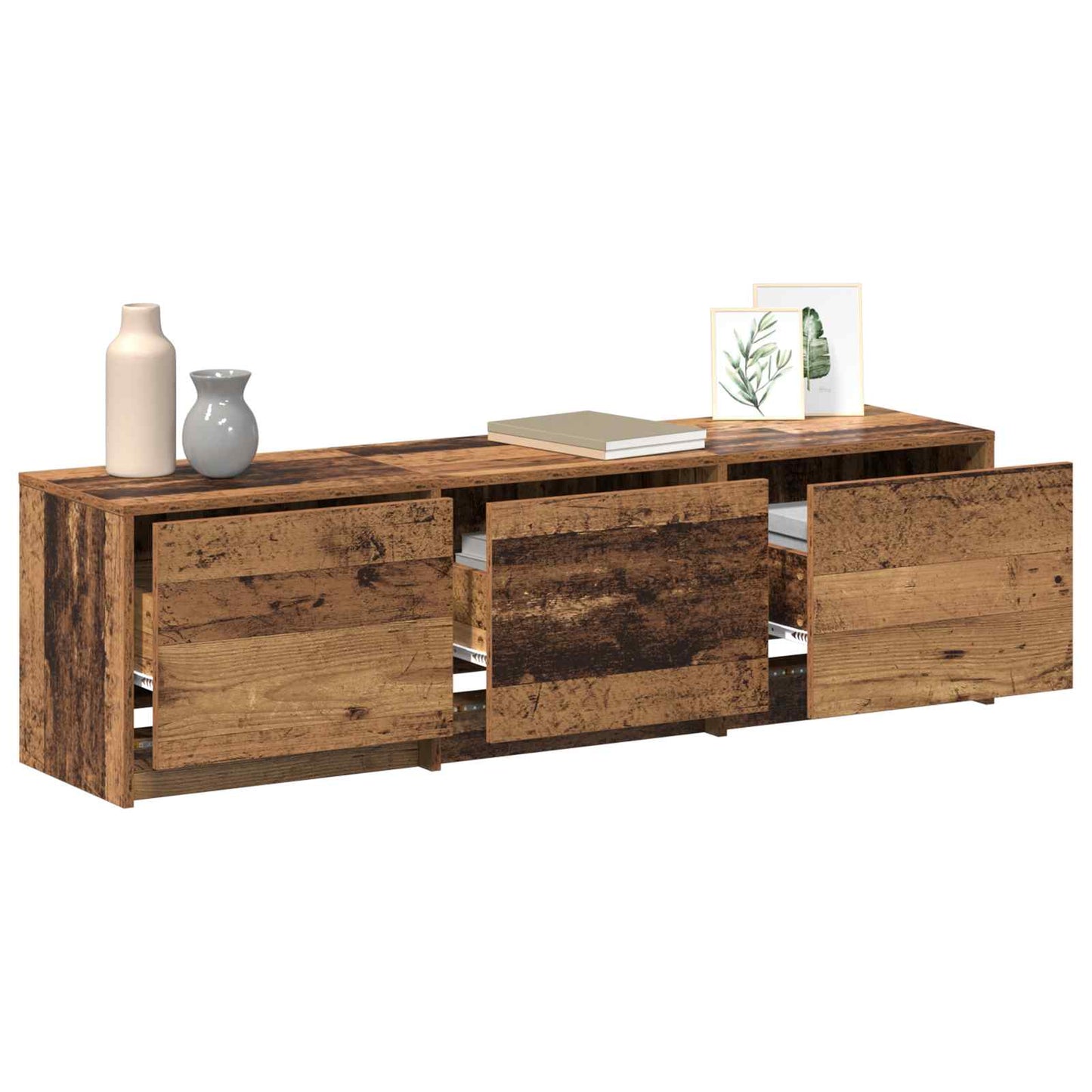 TV-kast met LED met lade Oudhout 140 x 34 x 40 cm Bewerkt hout is nu te koop bij PeponiXL, paradijselijk wonen!