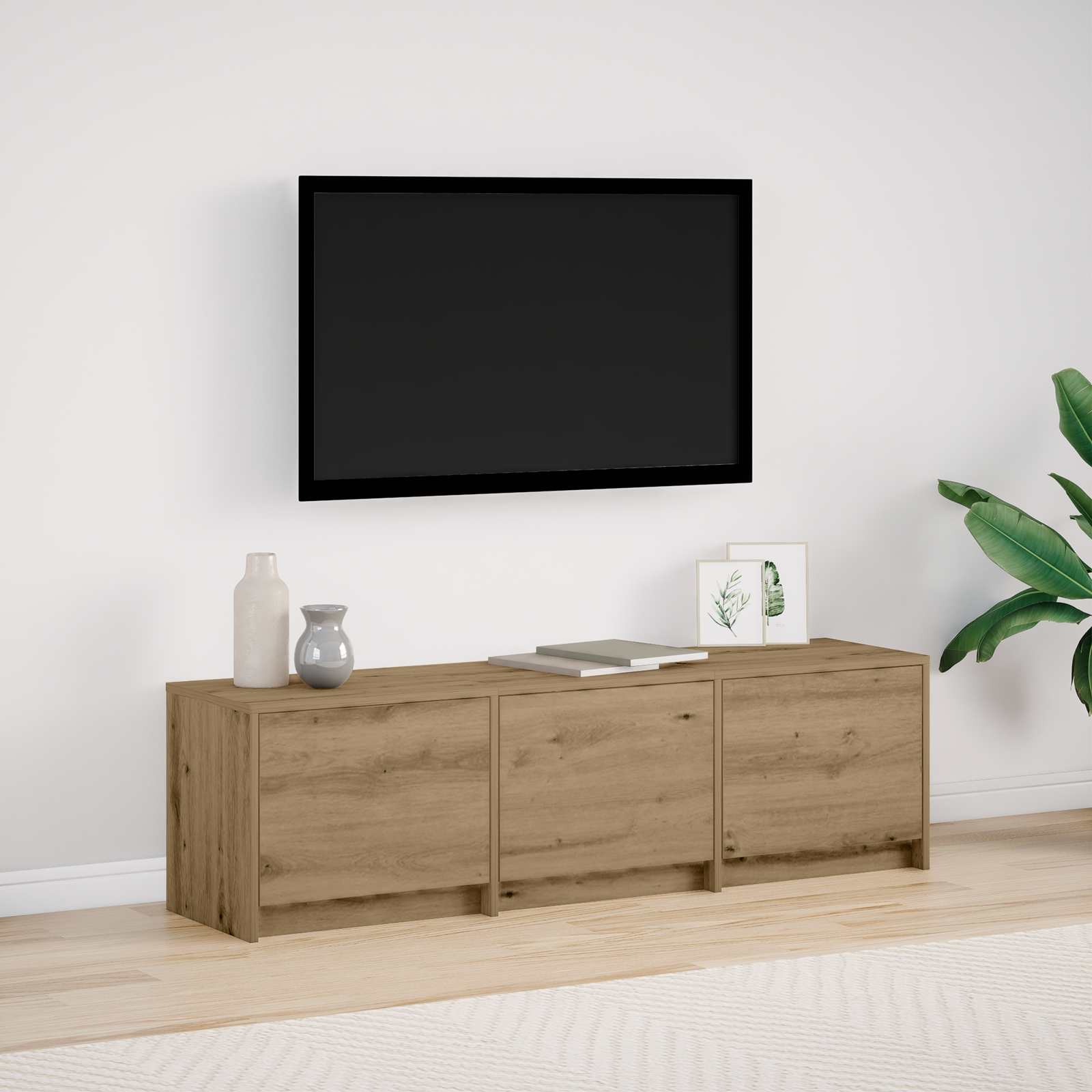 TV-kast met LED Artisan Eiken 140 x 34 x 40 cm Bewerkt hout is nu te koop bij PeponiXL, paradijselijk wonen!