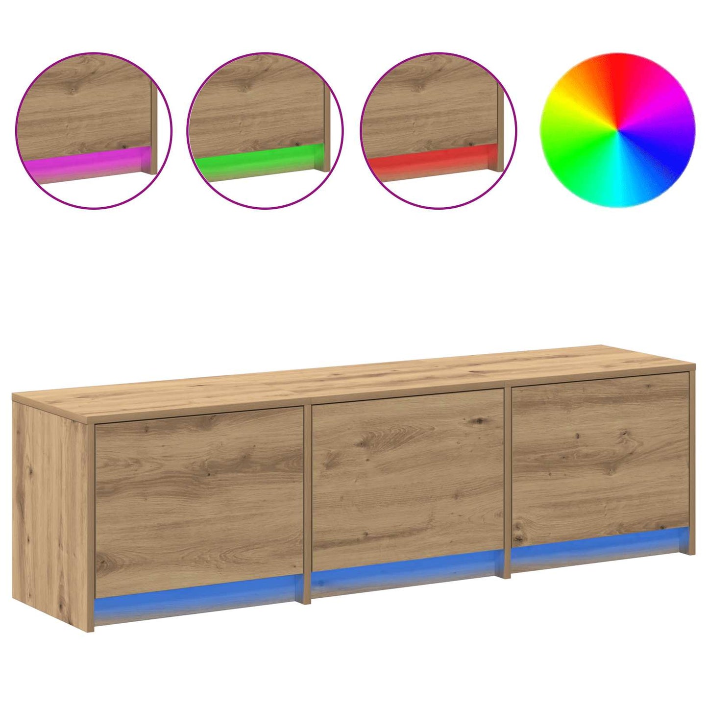 TV-kast met LED Artisan Eiken 140 x 34 x 40 cm Bewerkt hout is nu te koop bij PeponiXL, paradijselijk wonen!