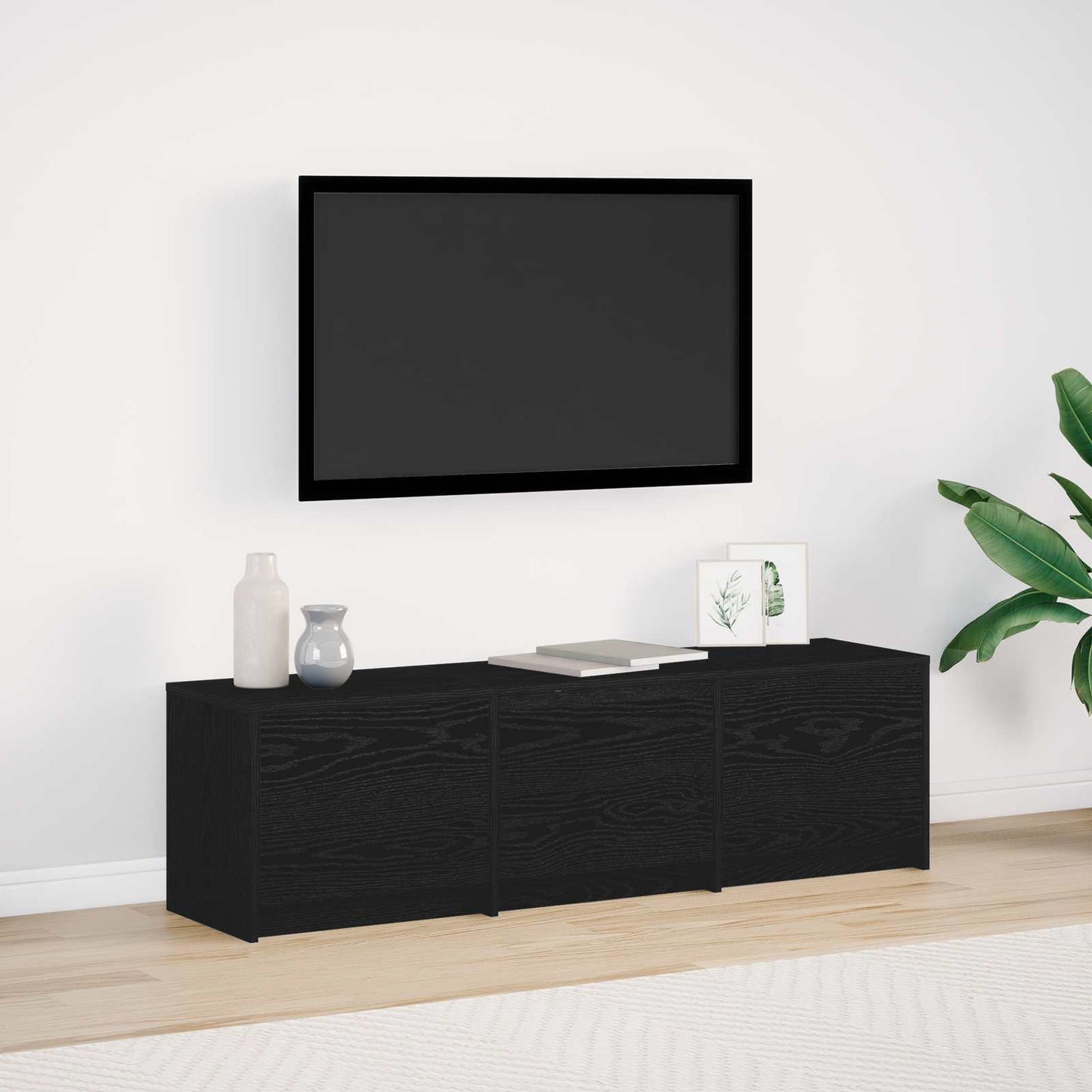 TV-kast met LED Zwart Eiken 140 x 34 x 40 cm Bewerkt hout is nu te koop bij PeponiXL, paradijselijk wonen!