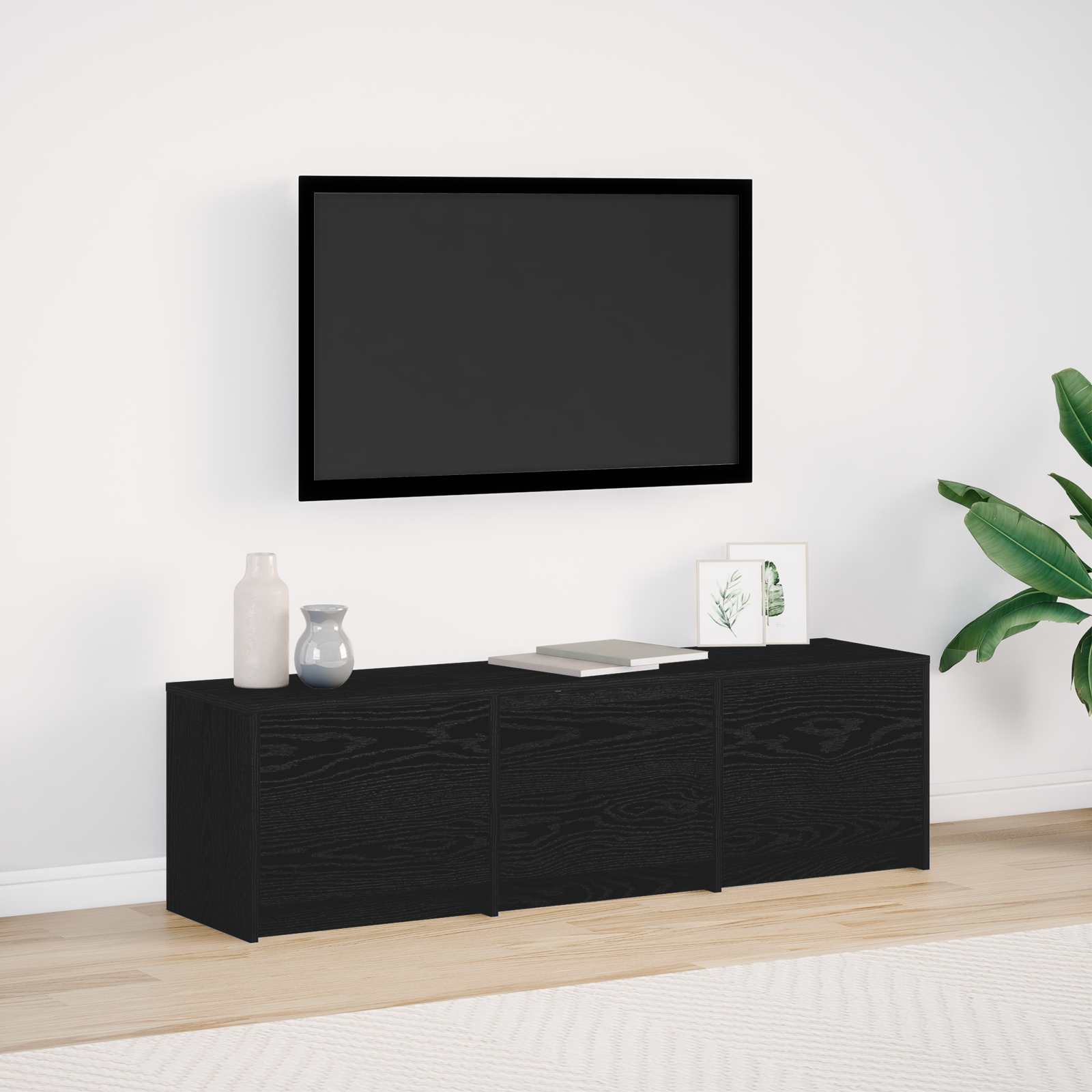 TV-kast met LED Zwart Eiken 140 x 34 x 40 cm Bewerkt hout is nu te koop bij PeponiXL, paradijselijk wonen!