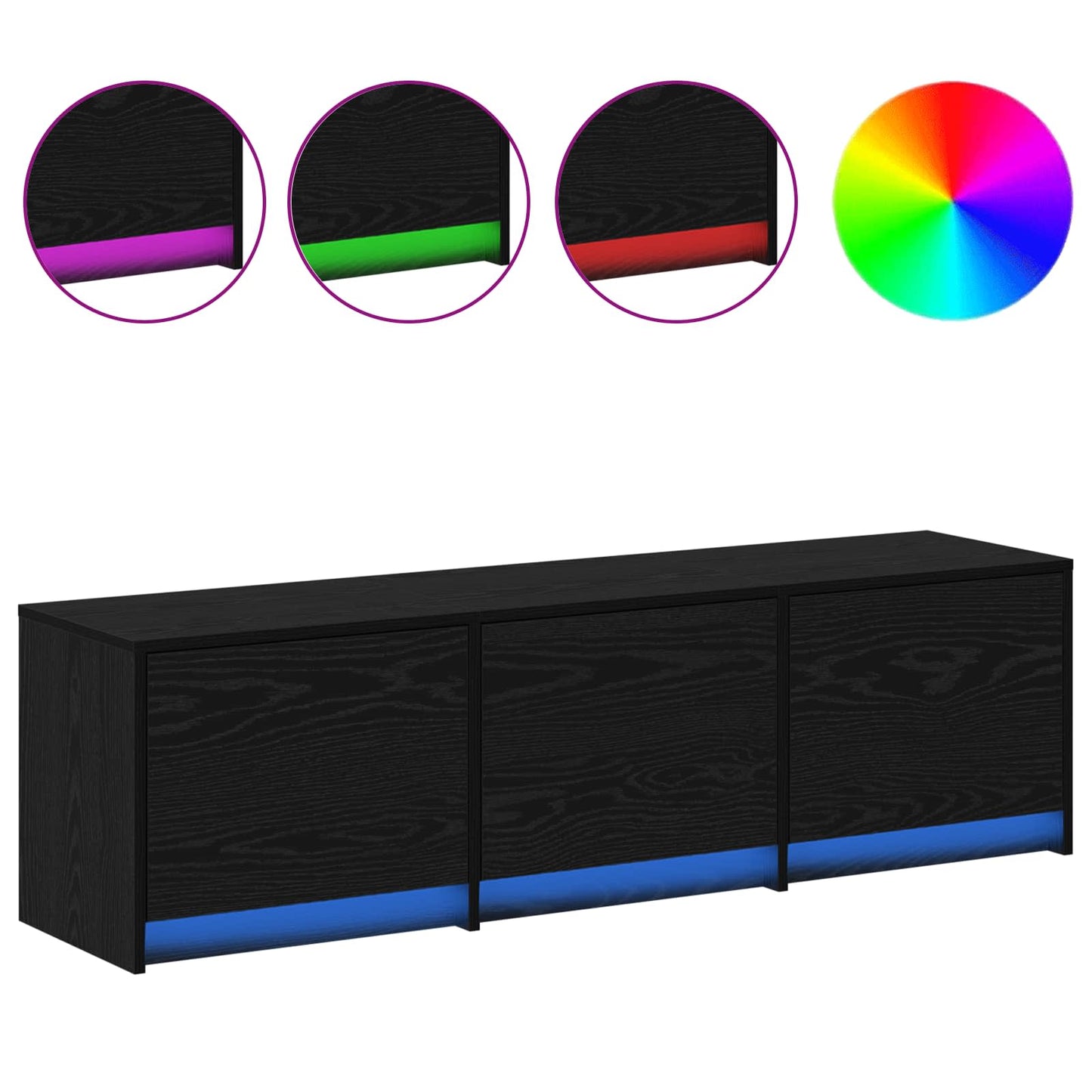 TV-kast met LED Zwart Eiken 140 x 34 x 40 cm Bewerkt hout is nu te koop bij PeponiXL, paradijselijk wonen!