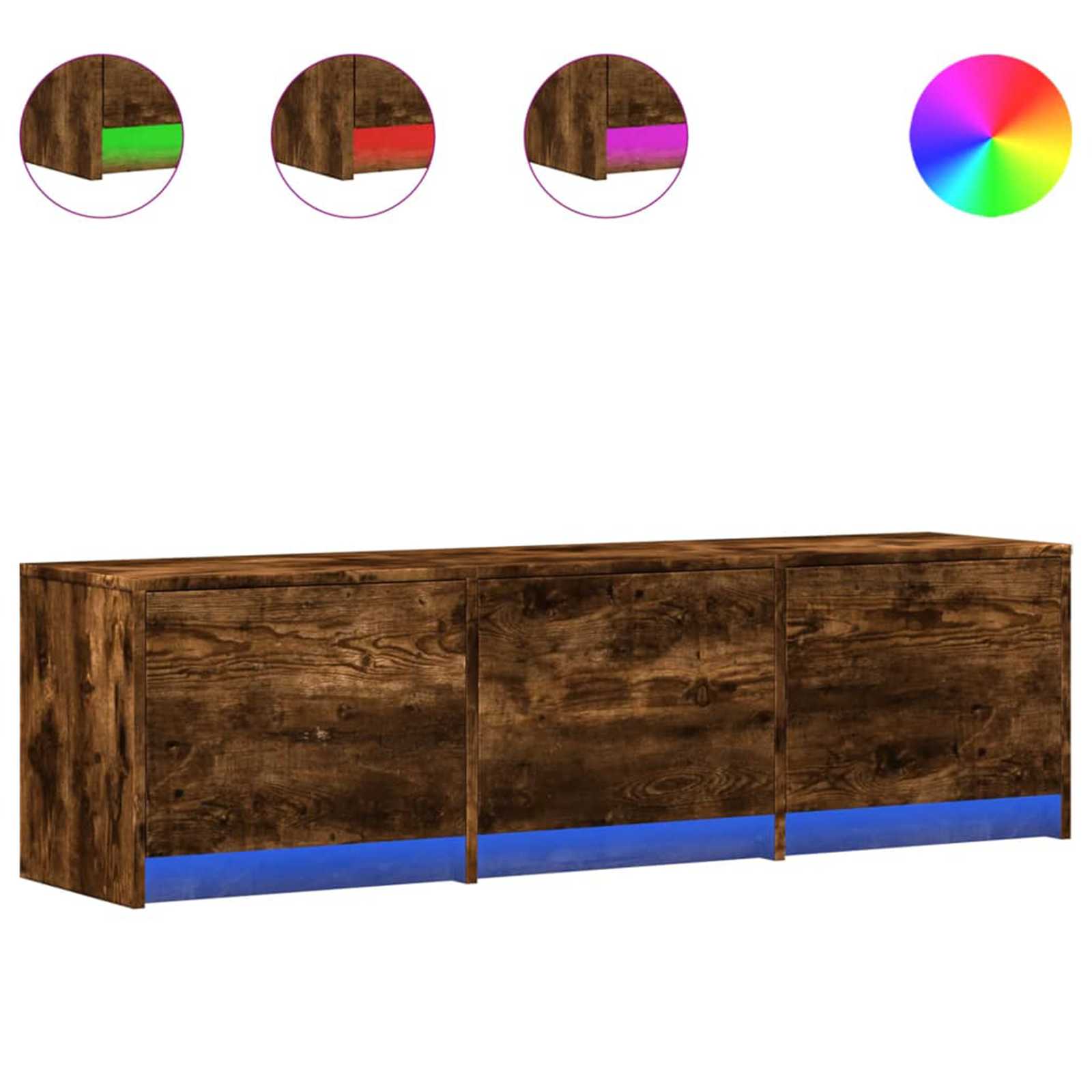 TV-kast met LED Gerookt eiken 140 x 34 x 40 cm Bewerkt hout is nu te koop bij PeponiXL, paradijselijk wonen!