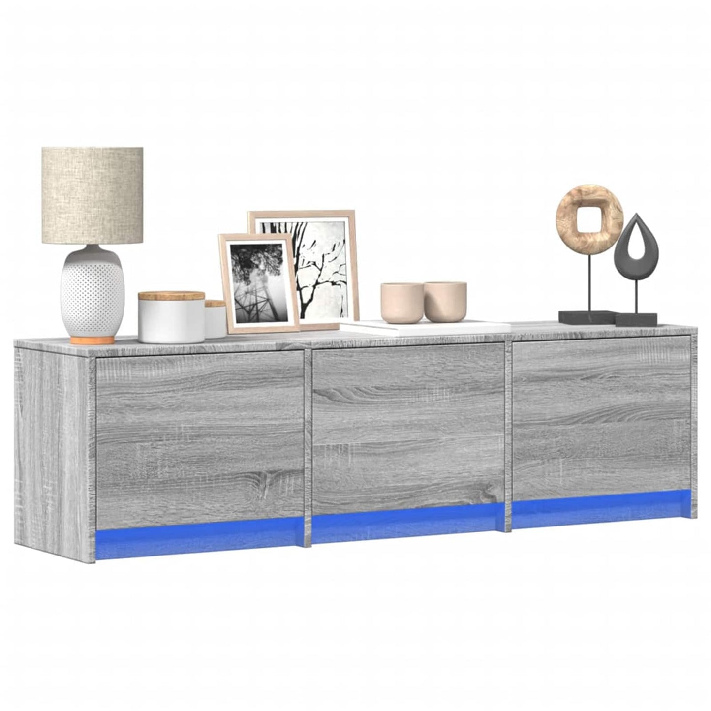 TV-kast met LED Grijs Sonoma 140 x 34 x 40 cm Bewerkt hout is nu te koop bij PeponiXL, paradijselijk wonen!