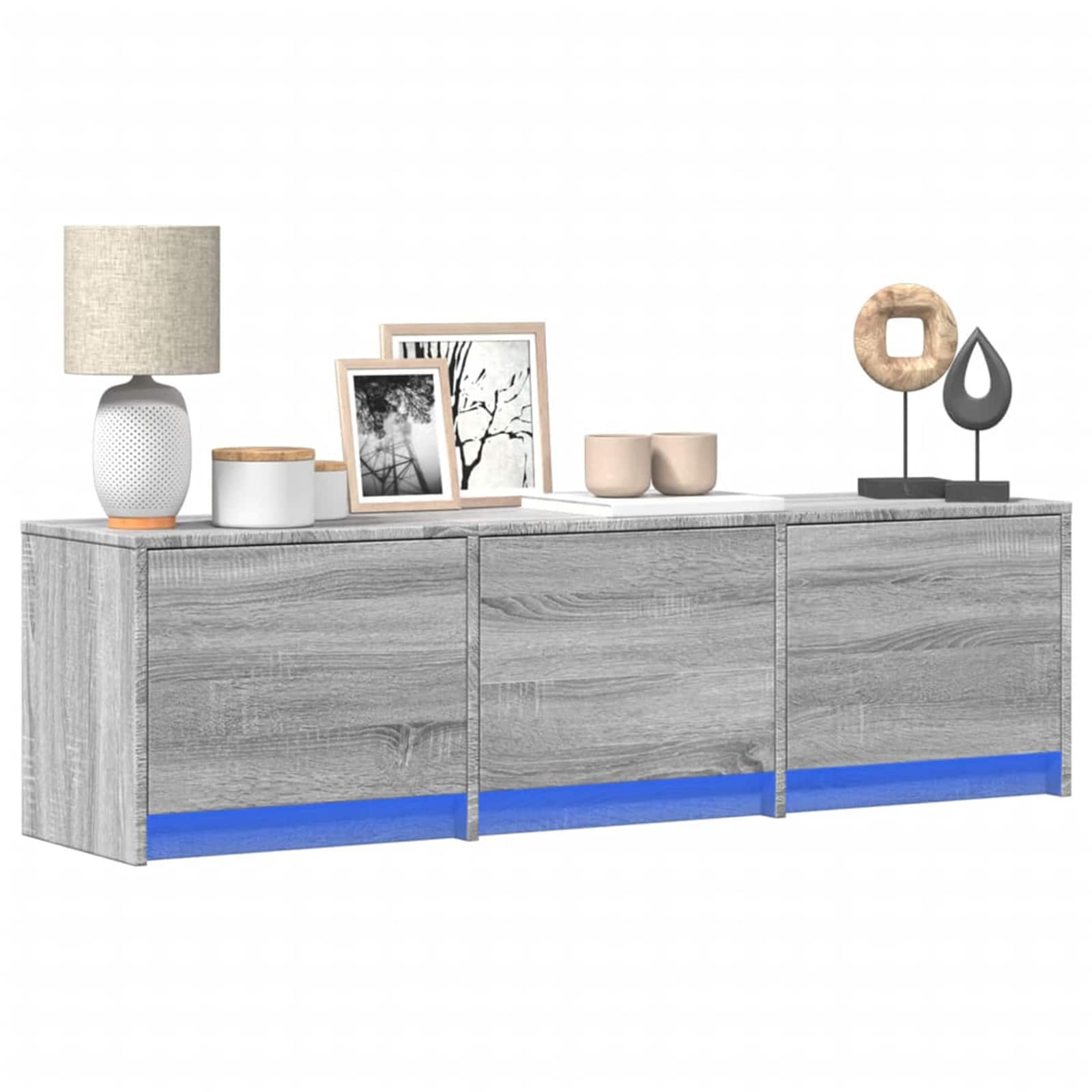 TV-kast met LED Grijs Sonoma 140 x 34 x 40 cm Bewerkt hout is nu te koop bij PeponiXL, paradijselijk wonen!