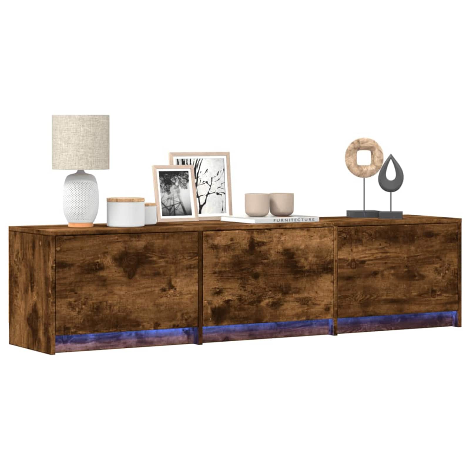 TV-kast met LED Gerookt eiken 165 x 34 x 40 cm Bewerkt hout is nu te koop bij PeponiXL, paradijselijk wonen!
