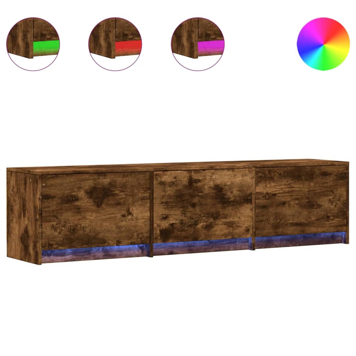TV-kast met LED Gerookt eiken 165 x 34 x 40 cm Bewerkt hout is nu te koop bij PeponiXL, paradijselijk wonen!