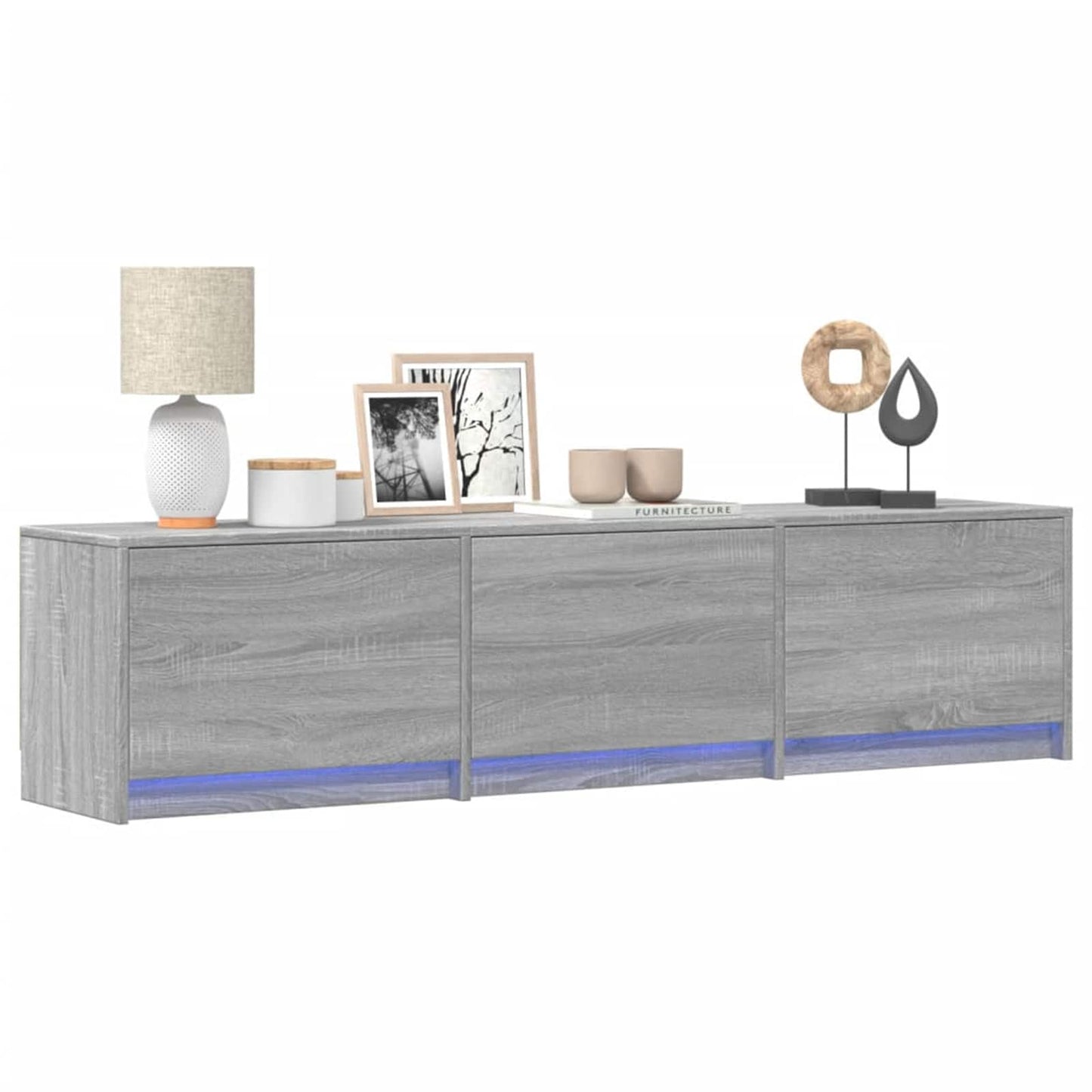 TV-kast met LED Grijs Sonoma 165 x 34 x 40 cm Bewerkt hout is nu te koop bij PeponiXL, paradijselijk wonen!
