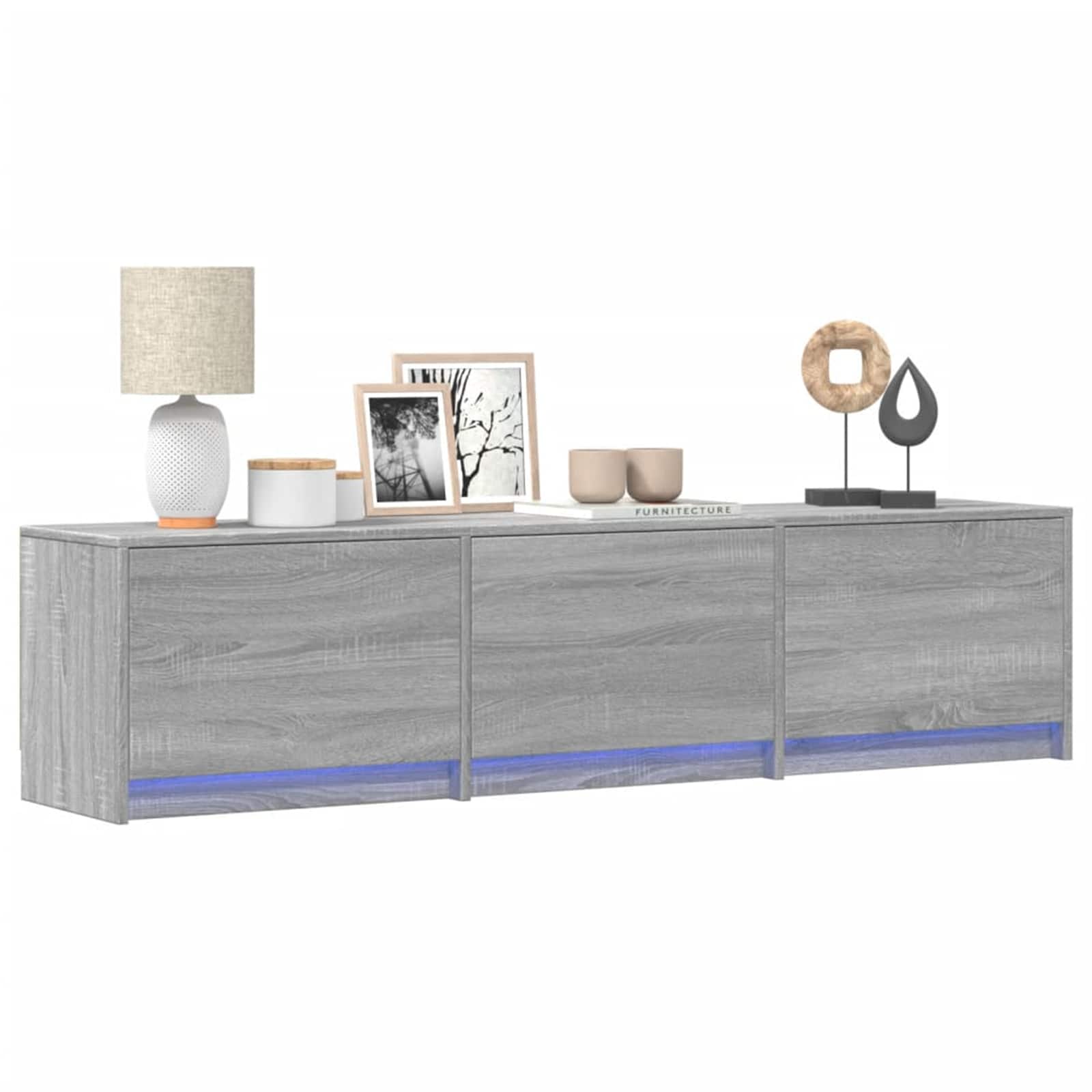 TV-kast met LED Grijs Sonoma 165 x 34 x 40 cm Bewerkt hout is nu te koop bij PeponiXL, paradijselijk wonen!