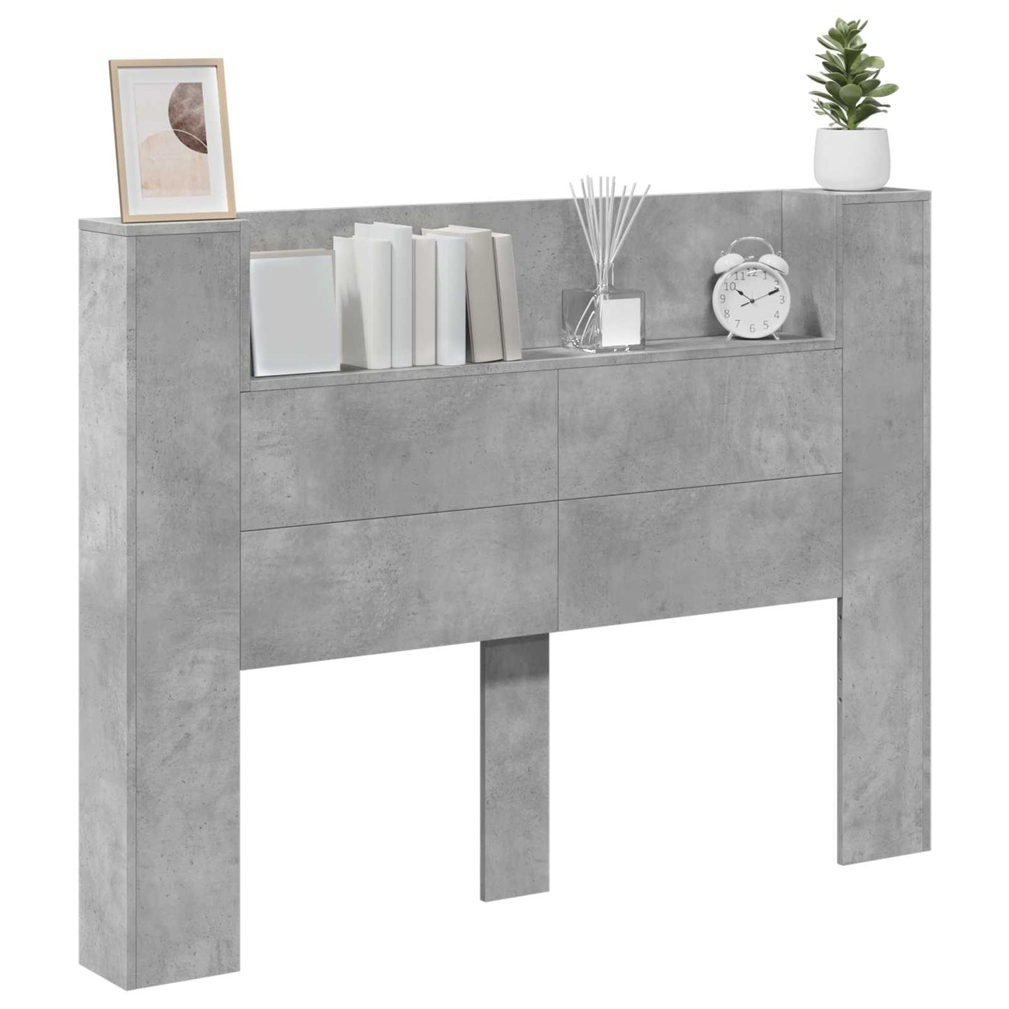 Hoofdbord Kast met LED Betonkleurig 140 x 16,5 x 103,5 cm is nu te koop bij PeponiXL, paradijselijk wonen!