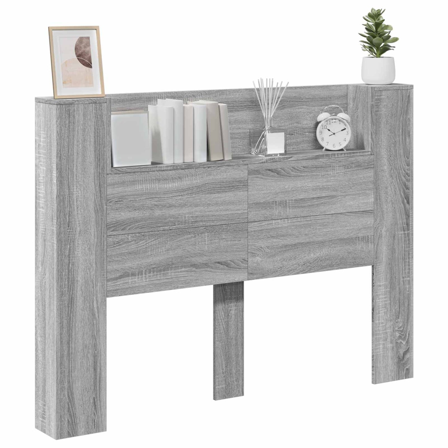 Hoofdbord Kast met LED Grijze Sonoma 140 x 16,5 x 103,5 cm is nu te koop bij PeponiXL, paradijselijk wonen!
