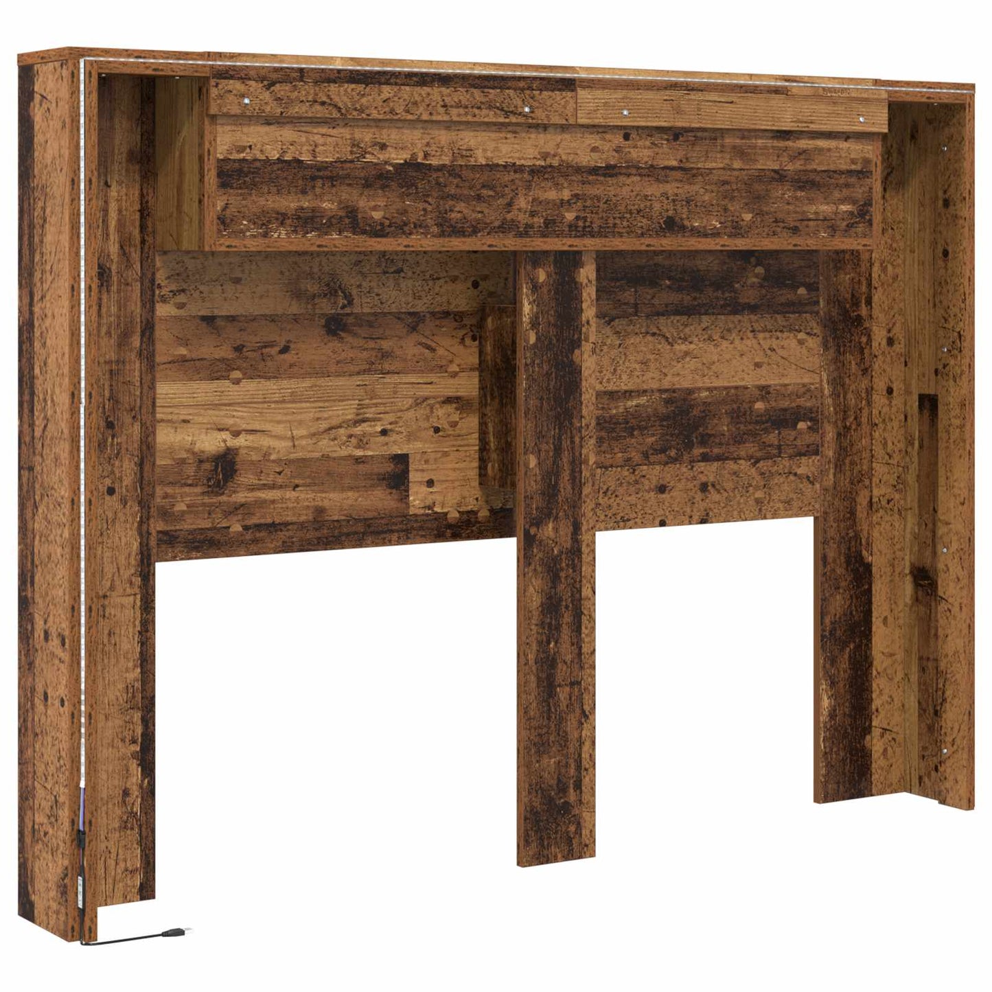 Hoofdbord Kast met LED met plank Oudhout 140 x 16,5 x 103,5 cm is nu te koop bij PeponiXL, paradijselijk wonen!