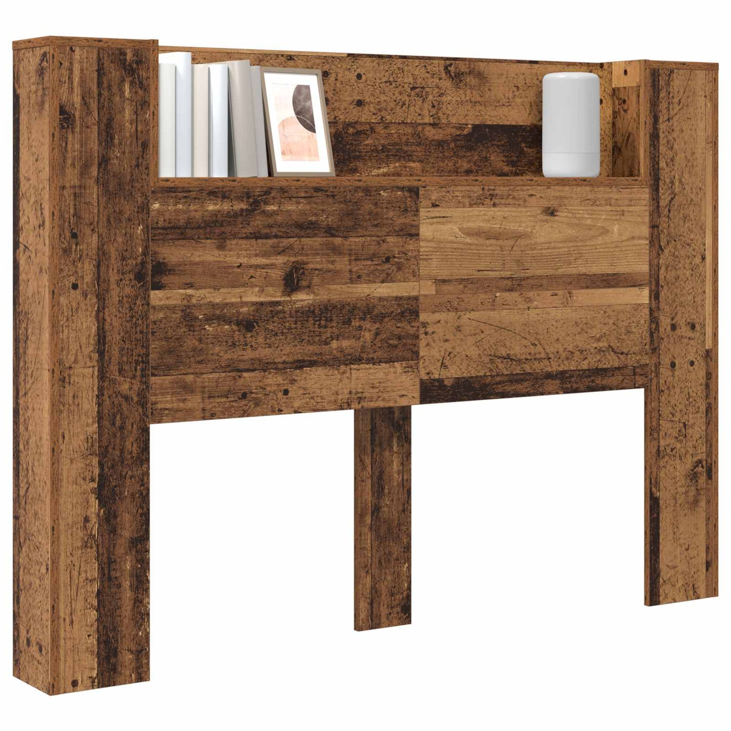 Hoofdbord Kast met LED met plank Oudhout 140 x 16,5 x 103,5 cm is nu te koop bij PeponiXL, paradijselijk wonen!