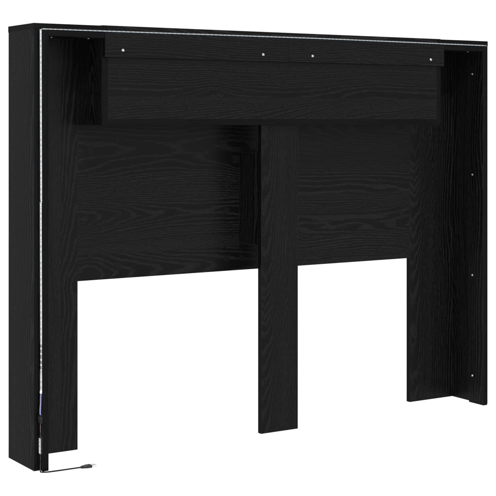 Hoofdbord Kast met LED Zwarte Eik 140 x 16,5 x 103,5 cm is nu te koop bij PeponiXL, paradijselijk wonen!