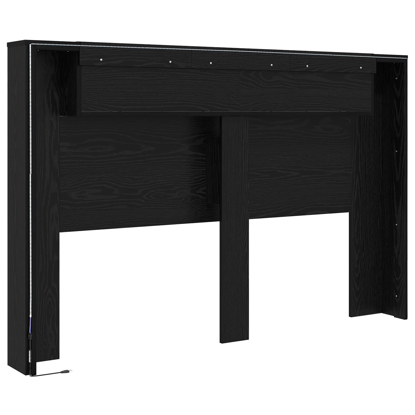 Hoofdbord Kast met LED Zwarte Eik 160 x 16,5 x 103,5 cm is nu te koop bij PeponiXL, paradijselijk wonen!