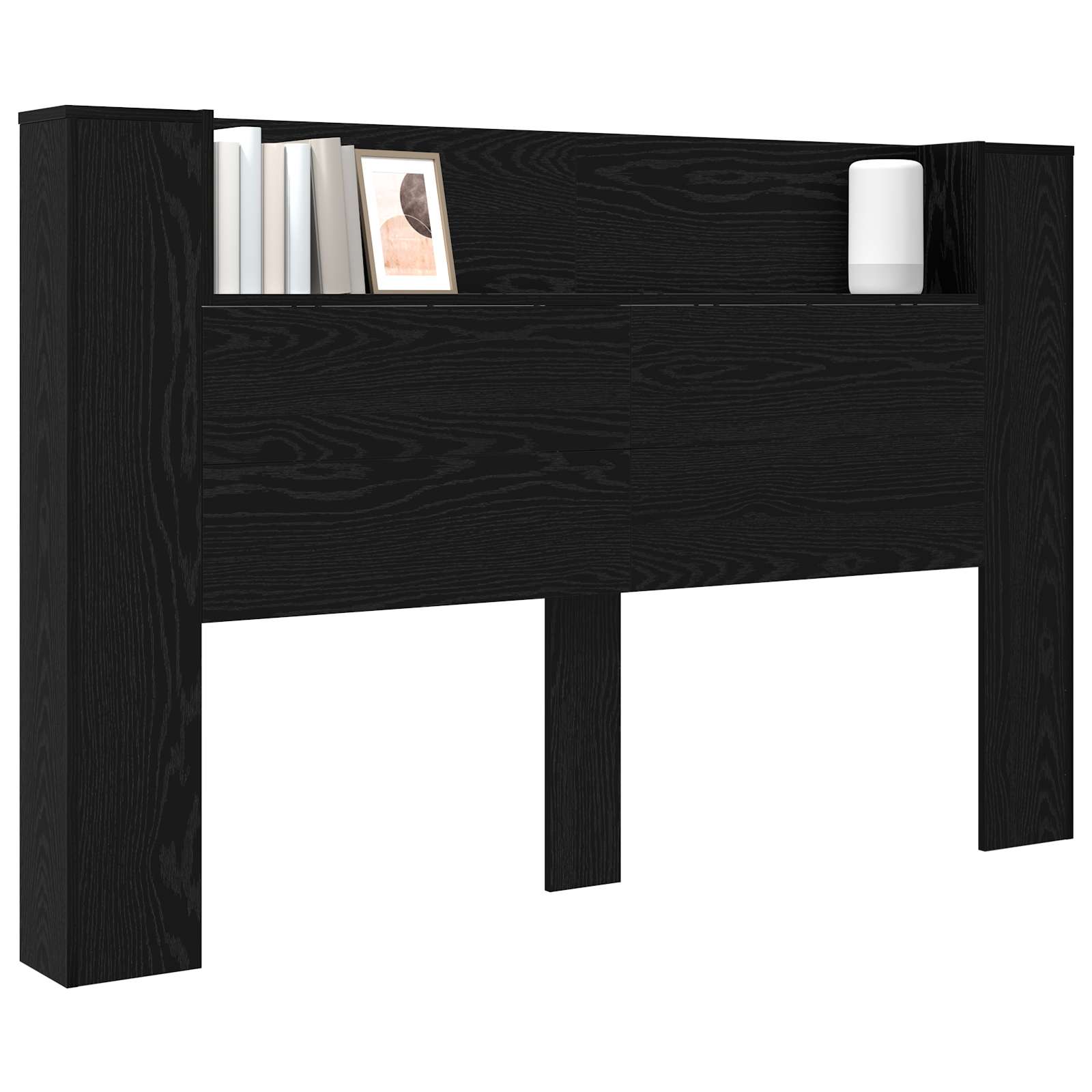 Hoofdbord Kast met LED Zwarte Eik 160 x 16,5 x 103,5 cm is nu te koop bij PeponiXL, paradijselijk wonen!