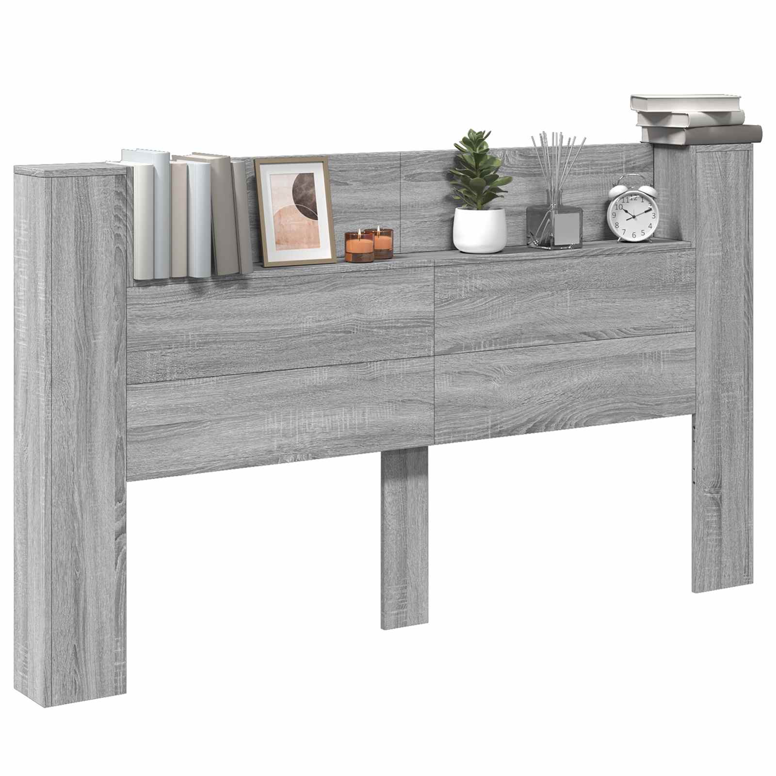 Hoofdbord Kast met LED Grijze Sonoma 180 x 16,5 x 103,5 cm is nu te koop bij PeponiXL, paradijselijk wonen!