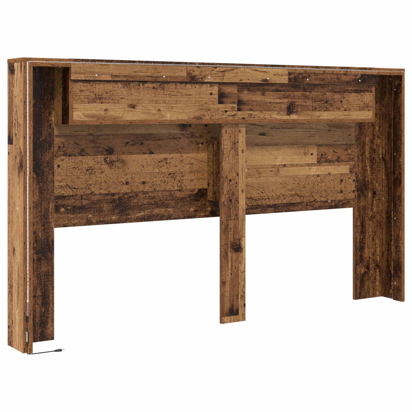 Hoofdbord Kast met LED met plank Oudhout 180 x 16,5 x 103,5 cm is nu te koop bij PeponiXL, paradijselijk wonen!