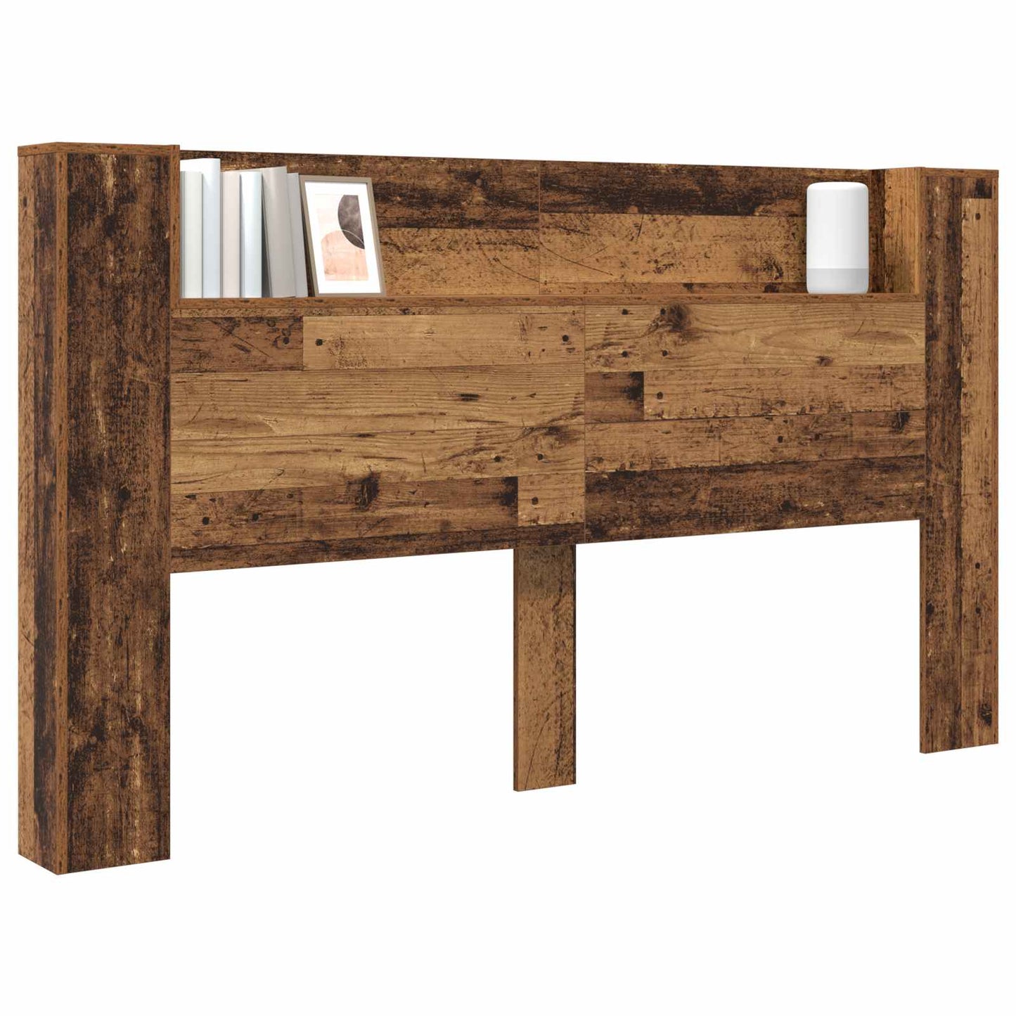 Hoofdbord Kast met LED met plank Oudhout 180 x 16,5 x 103,5 cm is nu te koop bij PeponiXL, paradijselijk wonen!