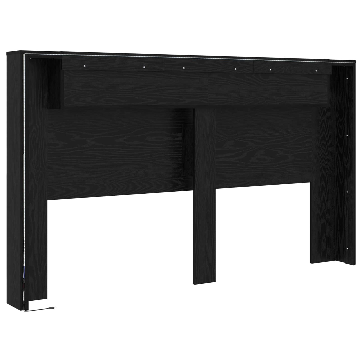 Hoofdbord Kast met LED Zwarte Eik 180 x 16,5 x 103,5 cm is nu te koop bij PeponiXL, paradijselijk wonen!