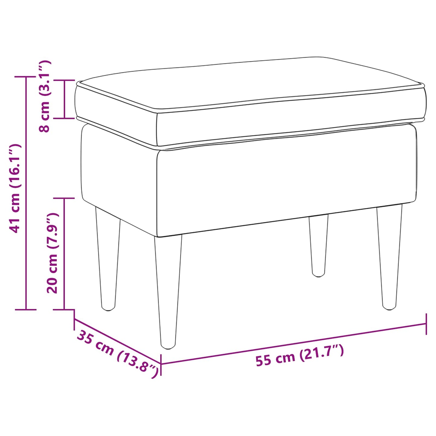 Voetenbank Lichtgrijs 55 x 35 x 41 cm Polyester is nu te koop bij PeponiXL, paradijselijk wonen!