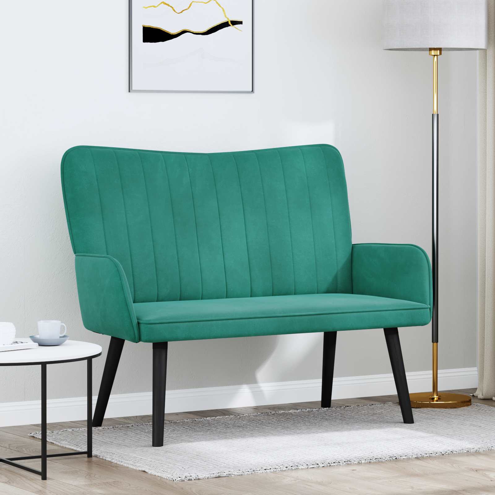 Twee Persoons Sofa Turquoise 115 x 61 x 87 cm Fluweel is nu te koop bij PeponiXL, paradijselijk wonen!