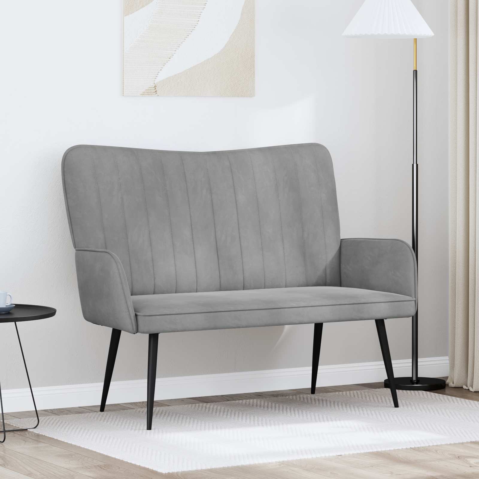 Twee Persoons Sofa Lichtgrijs 115 x 61 x 87 cm Fluweel is nu te koop bij PeponiXL, paradijselijk wonen!