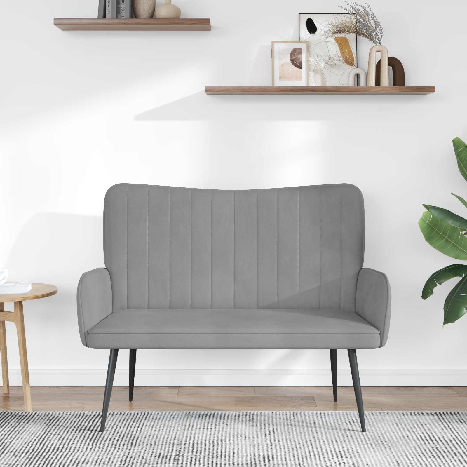 Twee Persoons Sofa Lichtgrijs 115 x 61 x 87 cm Fluweel is nu te koop bij PeponiXL, paradijselijk wonen!