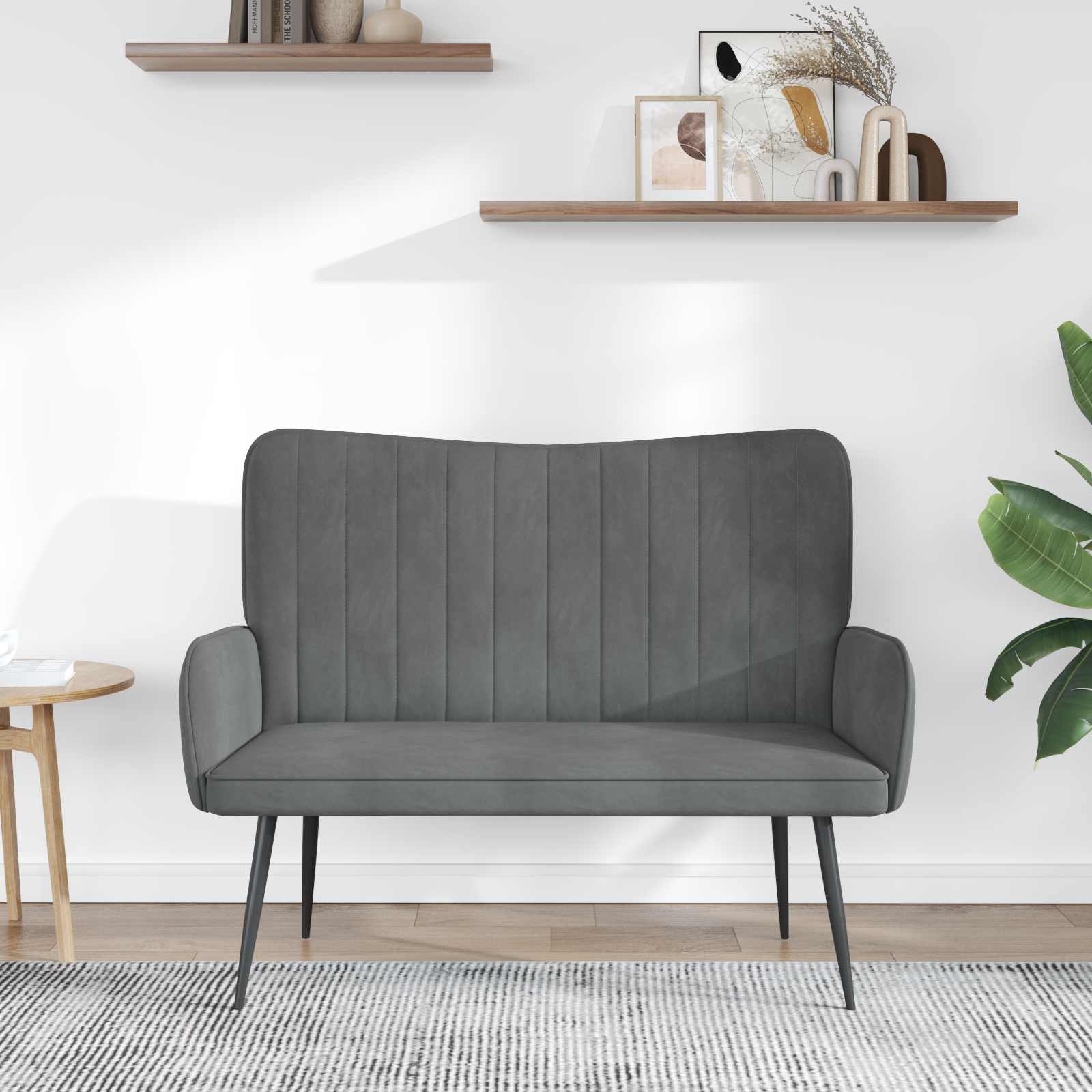 Twee Persoons Sofa Donkergrijs 115 x 61 x 87 cm Fluweel is nu te koop bij PeponiXL, paradijselijk wonen!