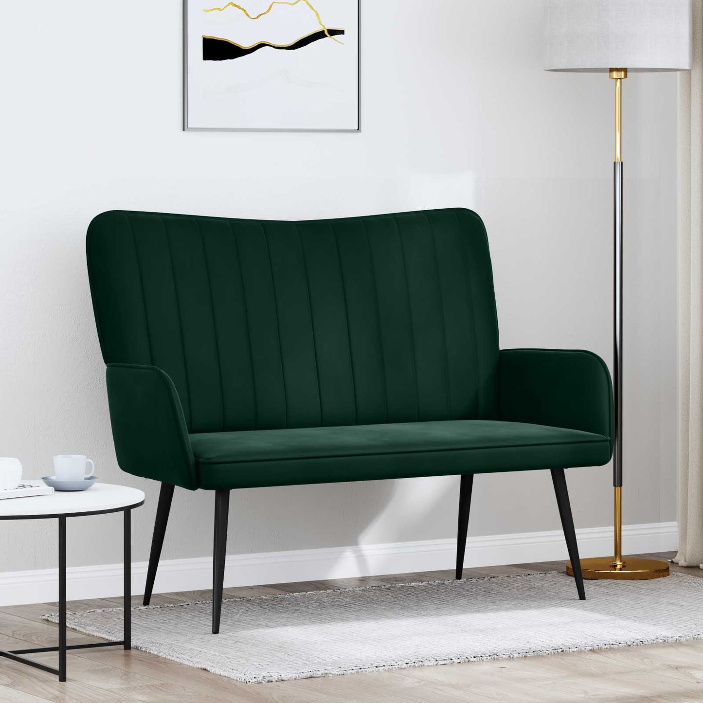 Twee Persoons Sofa Donkergroen 115 x 61 x 87 cm Fluweel is nu te koop bij PeponiXL, paradijselijk wonen!