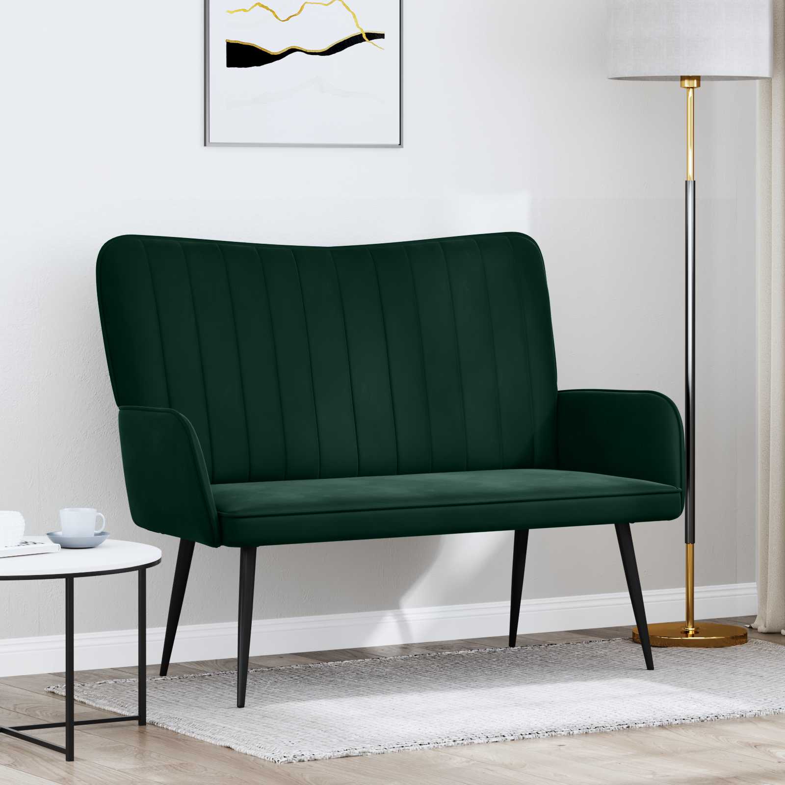 Twee Persoons Sofa Donkergroen 115 x 61 x 87 cm Fluweel is nu te koop bij PeponiXL, paradijselijk wonen!