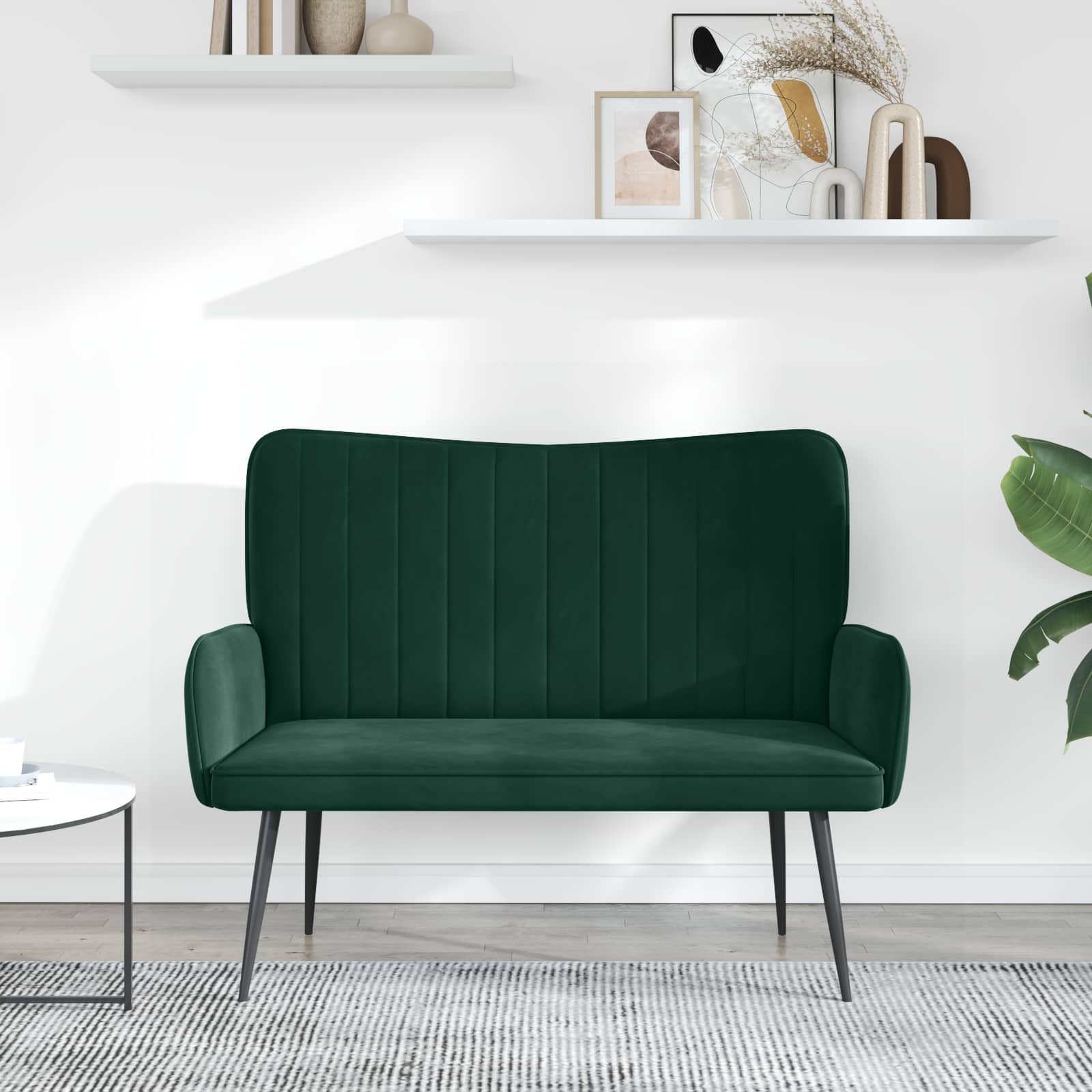 Twee Persoons Sofa Donkergroen 115 x 61 x 87 cm Fluweel is nu te koop bij PeponiXL, paradijselijk wonen!