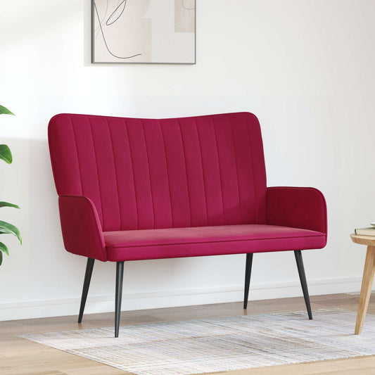 Twee Persoons Sofa Wijnrood 115 x 61 x 87 cm Fluweel is nu te koop bij PeponiXL, paradijselijk wonen!