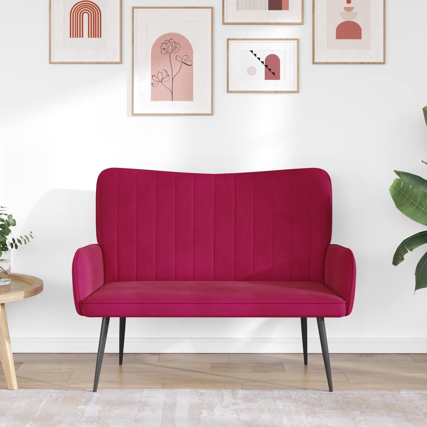 Twee Persoons Sofa Wijnrood 115 x 61 x 87 cm Fluweel is nu te koop bij PeponiXL, paradijselijk wonen!