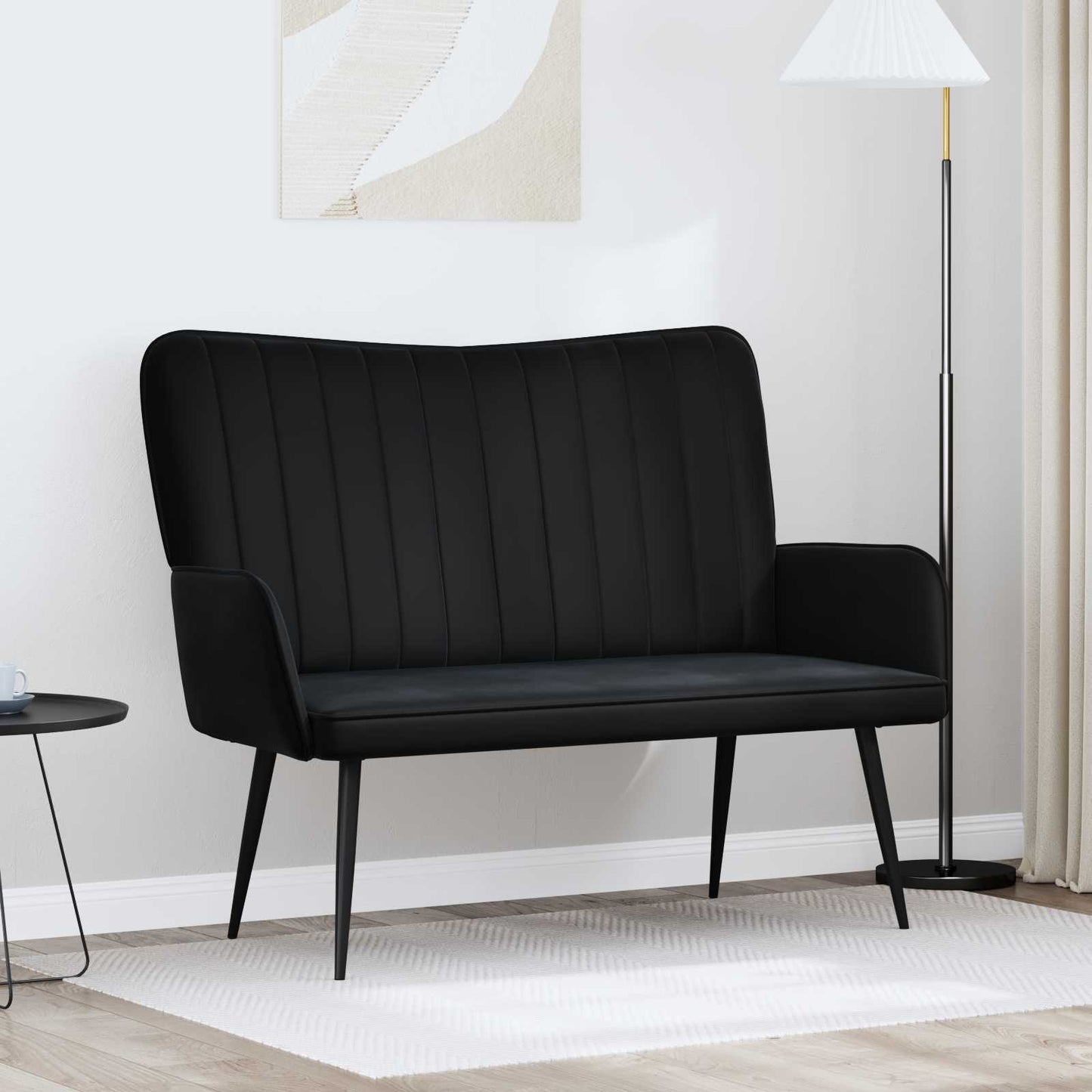 Twee Persoons Sofa Zwart 115 x 61 x 87 cm Fluweel is nu te koop bij PeponiXL, paradijselijk wonen!