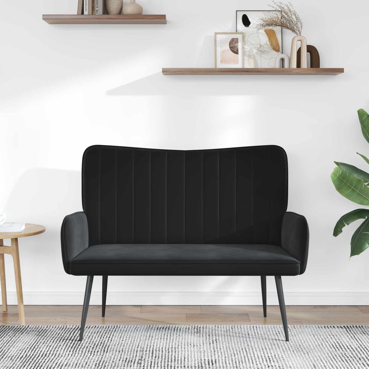 Twee Persoons Sofa Zwart 115 x 61 x 87 cm Fluweel is nu te koop bij PeponiXL, paradijselijk wonen!