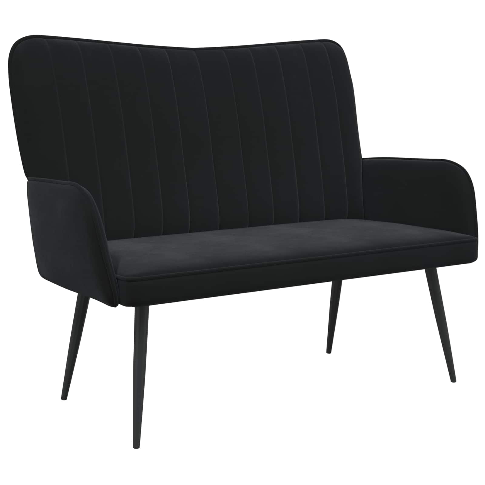Twee Persoons Sofa Zwart 115 x 61 x 87 cm Fluweel is nu te koop bij PeponiXL, paradijselijk wonen!