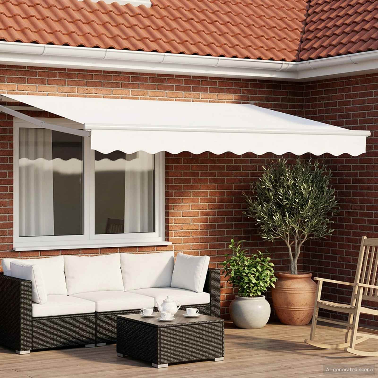 Uitschuifbare luifel Wit 3,5 x 2 m 100% Polyester en Aluminium is nu te koop bij PeponiXL, paradijselijk wonen!